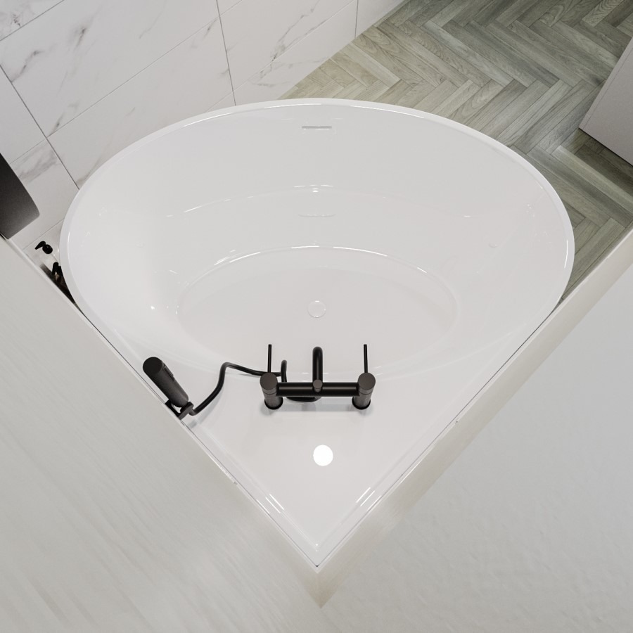 Freestanding Double Ended Small Round Corner Bath 1000 x 1000mm - Malta - Image 4