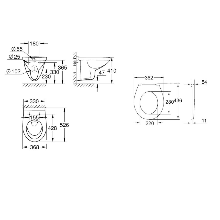 Grohe Bau Wall Hung Rimless Toilet With Soft Close Seat - Image 5