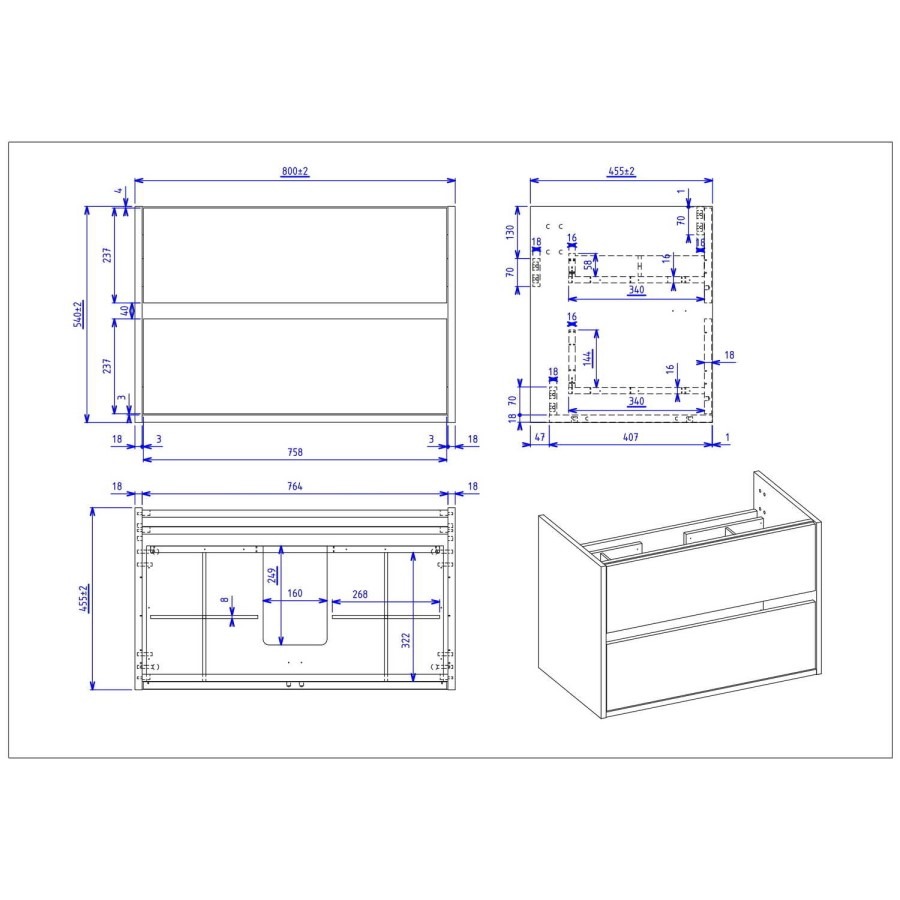 800mm Black Wall Hung Vanity Unit with Basin - Roxbi - Image 5