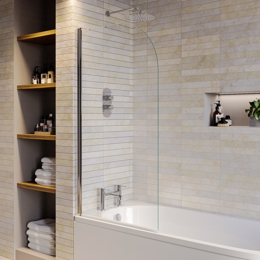 Freestanding Shower Bath Single Ended Left Hand Corner with Chrome Bath Screen 1700 x 750mm - Vigo - Image 5