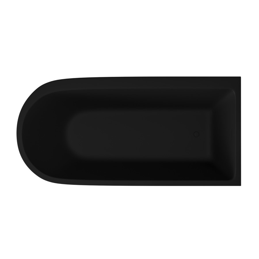 Matt Black Freestanding Shower Bath Single Ended Right Hand Corner with Chrome Bath Screen 1650 x 800mm - Amaro - Image 5
