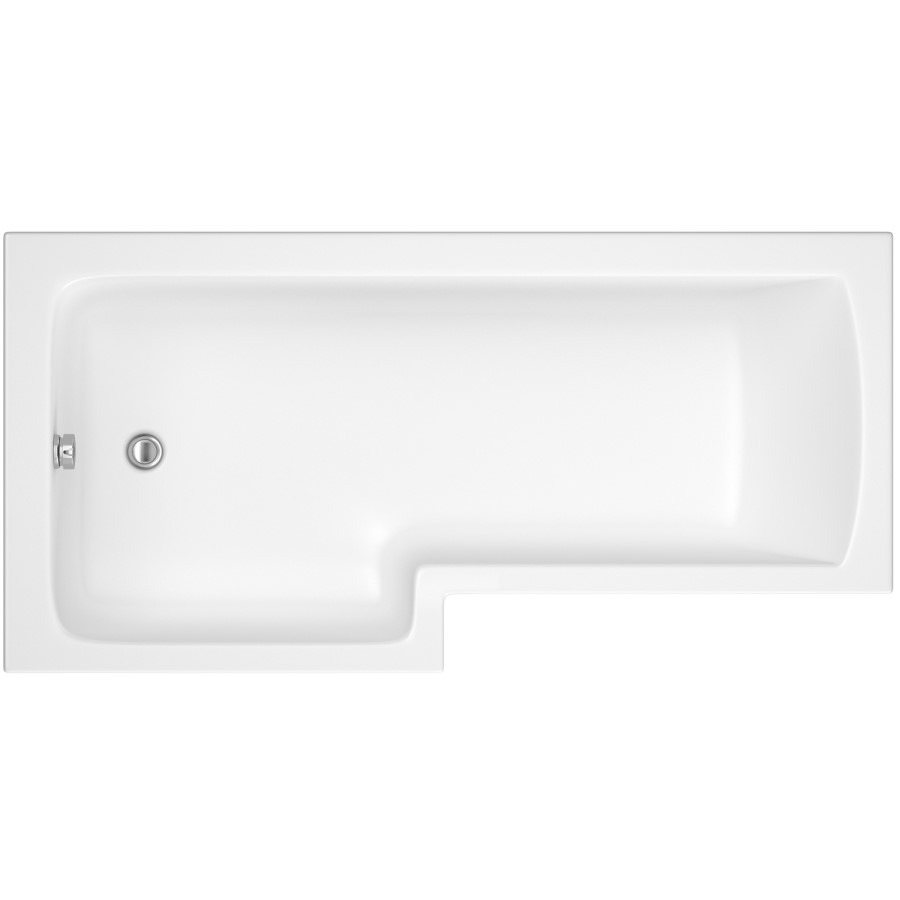 L Shape Shower Bath Left Hand with Front Panel & Chrome Bath Screen 1500 x 850mm - Lomax - Image 5