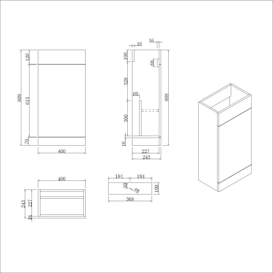 900mm White Cloakroom Toilet and Sink Unit with Square Toilet and Black Fittings - Ashford - Image 5