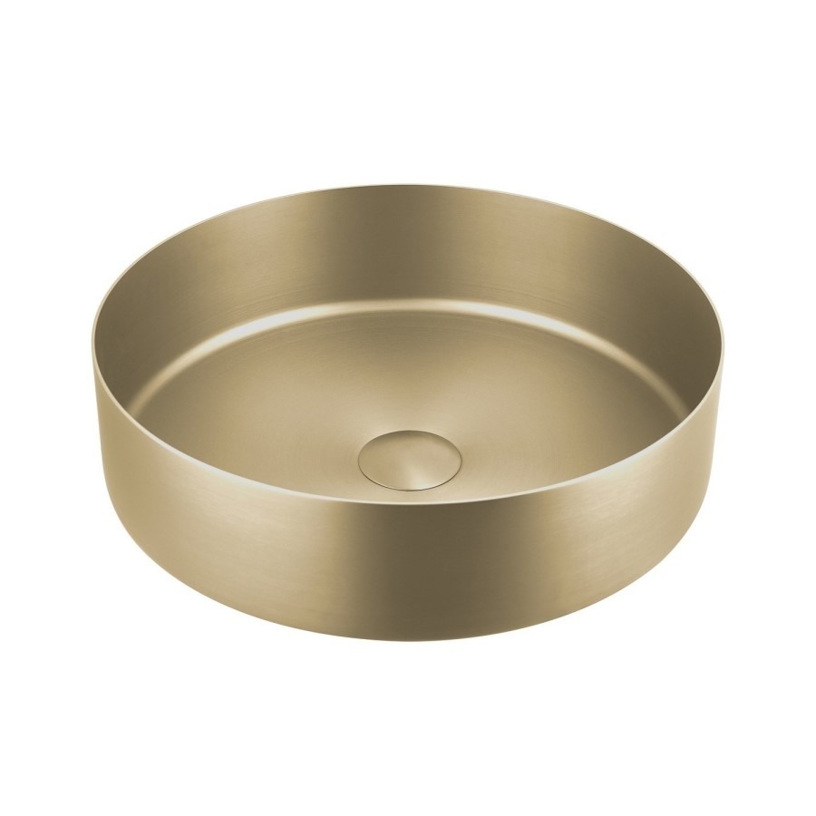 1200mm Green Wall Hung Countertop Double Vanity Unit with Brass Basins and Shelf - Lugo - Image 5