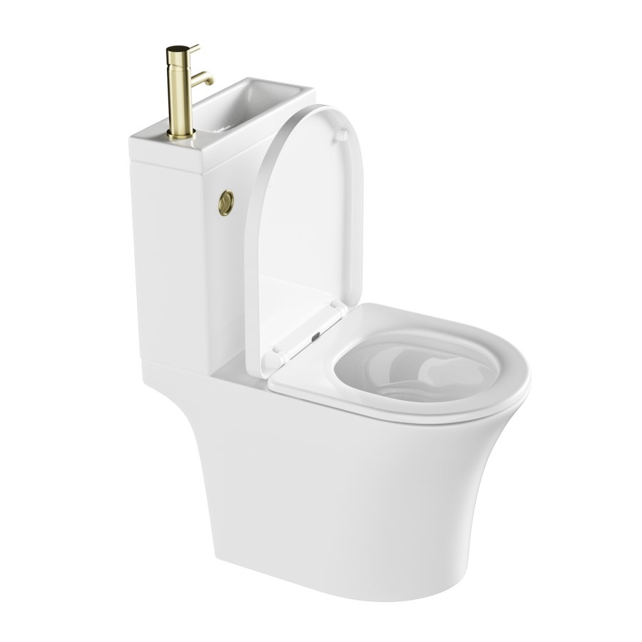 Close Coupled Open Back Toilet with Sink on Top & Brass Fittings - Legend - Image 5