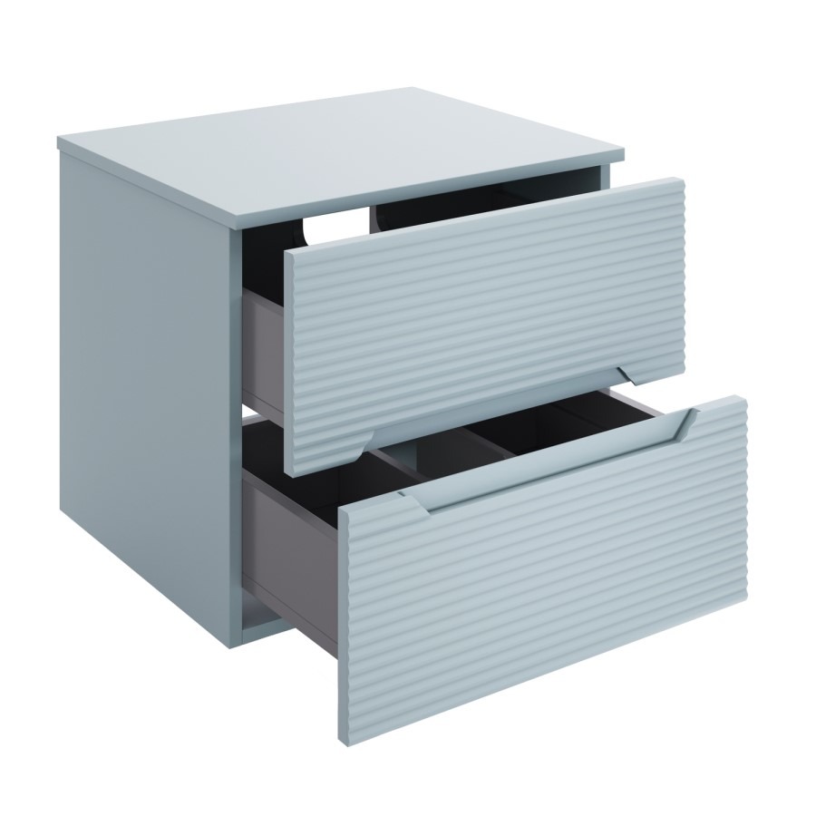 600mm Blue Fluted Wall Hung Countertop Vanity Unit - Melbourne - Image 5