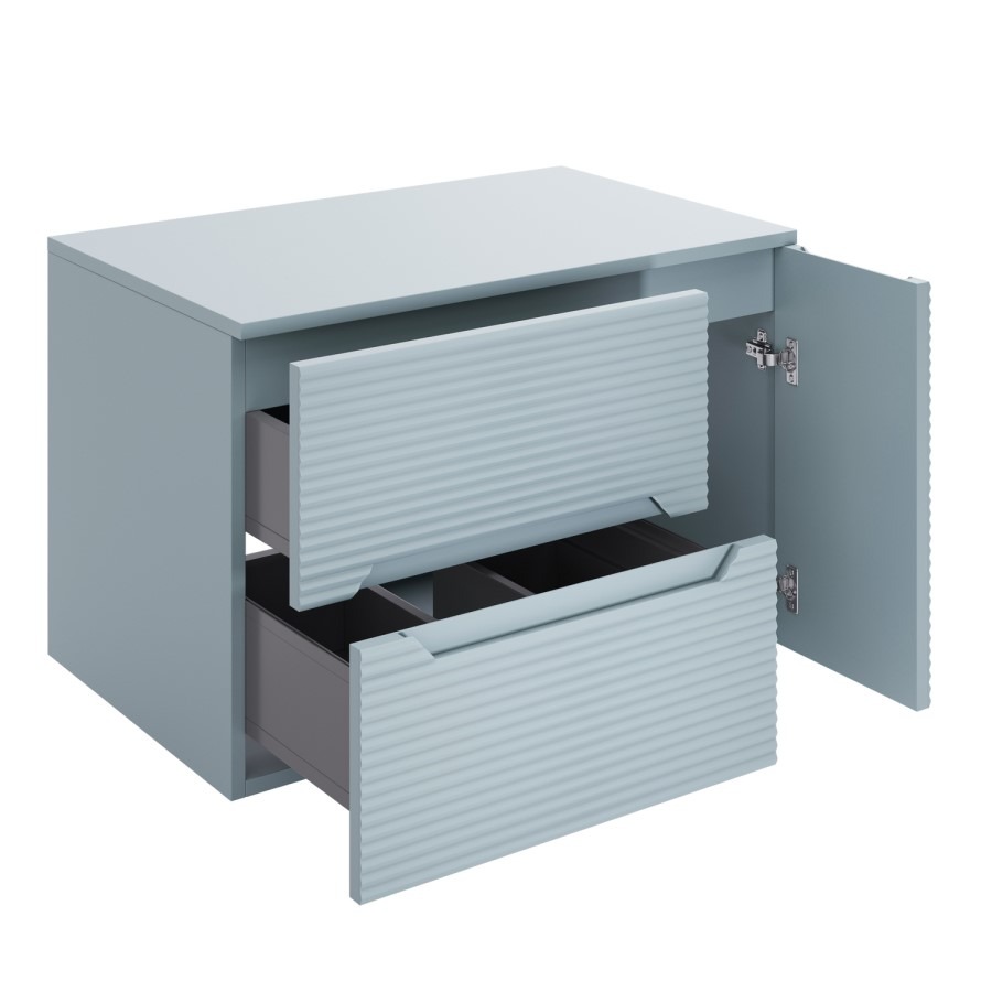 800mm Blue Fluted Wall Hung Countertop Vanity Unit - Melbourne - Image 5