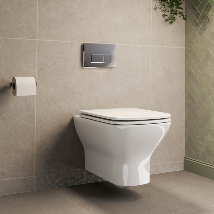 Palma Wall Hung Toilet 1160mm Pneumatic Frame & Cistern & Chrome Flush Plate - Image 5