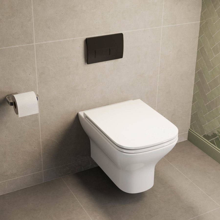 Palma Wall Hung Toilet 1160mm Pneumatic Frame & Cistern & Matte Black Flush Plate - Image 5