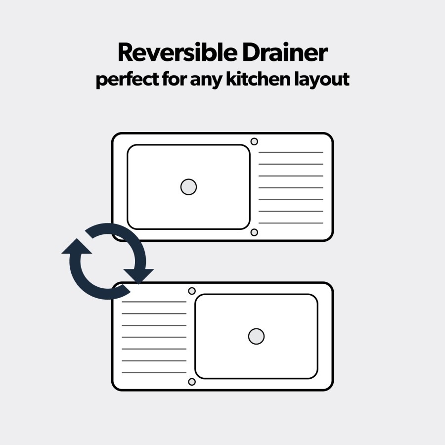 1.5 Bowl Inset White Composite Kitchen Sink with Reversible Drainer - Essence Amelia - Image 5
