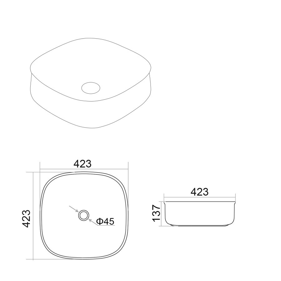 Square Countertop Basin 423mm - Clifton - Image 5