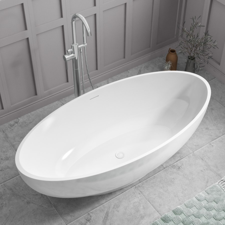 Freestanding Double Ended Bath 1695 x 795mm - Oval - Image 5