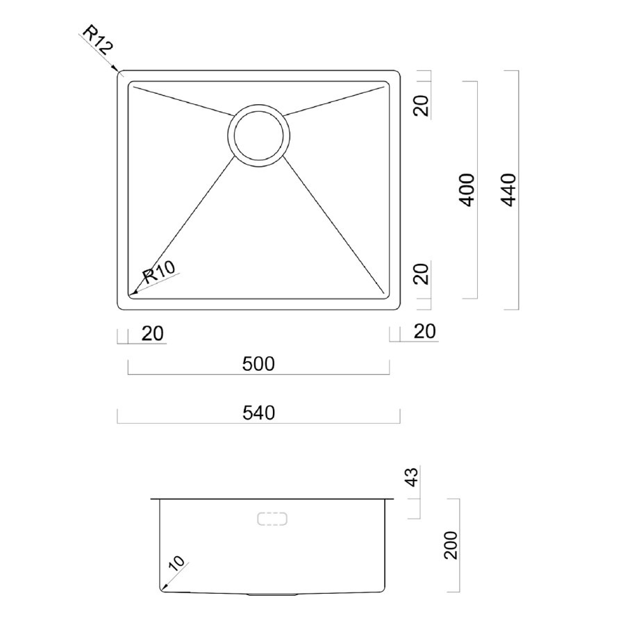 Rangemaster Spectra Single Bowl Inset / Undermount Graphite Stainless Steel Kitchen Sink - Image 5