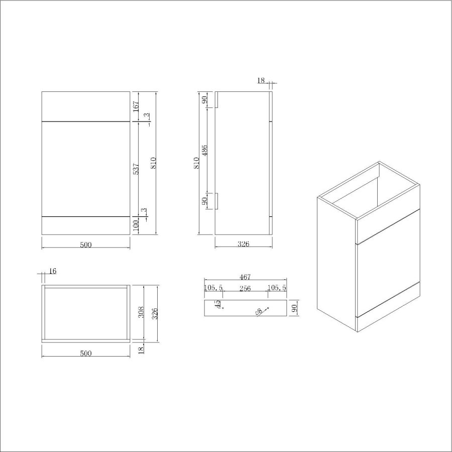 1100mm Grey Right Hand Toilet and Sink Unit with Brass Fittings - Unit & Basin Only - Bali - Image 6