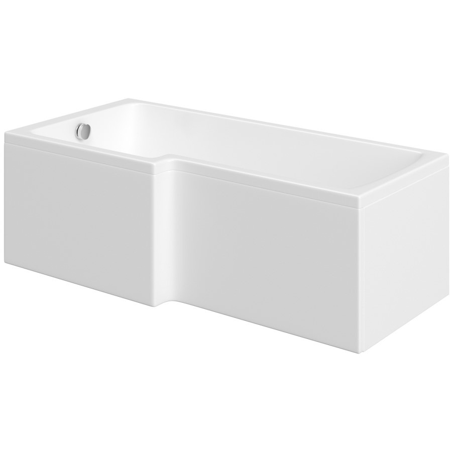 L Shape Shower Bath Left Hand with Front Panel & Chrome Bath Screen 1500 x 850mm - Lomax - Image 6