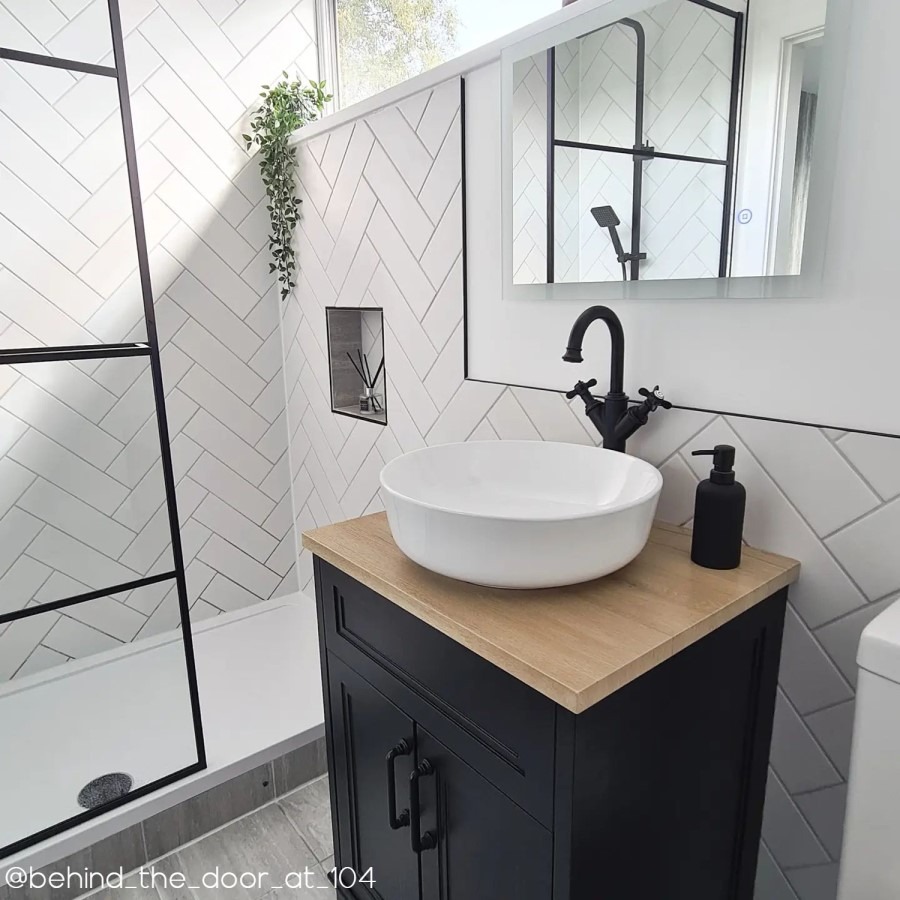 600mm Black Freestanding Countertop Vanity Unit with Basin - Camden - Image 6