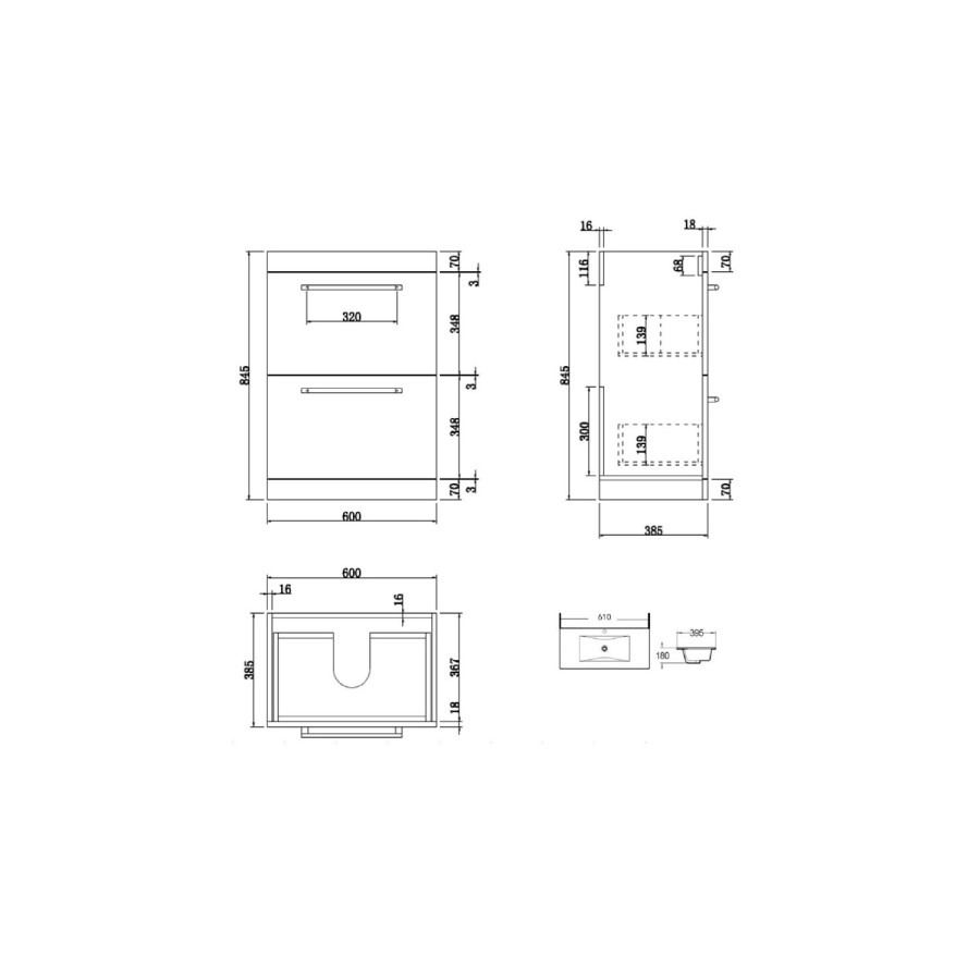 1100mm Blue Square Toilet and Sink Unit with Chrome Fittings - Ashford - Image 6