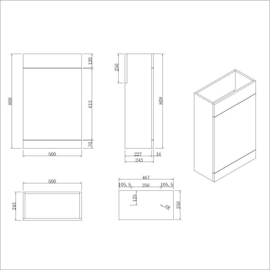 900mm White Cloakroom Toilet and Sink Unit with Square Toilet and Black Fittings - Ashford - Image 6