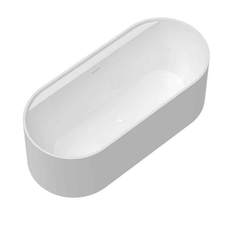 Matt White Freestanding Double Ended Bath with Ledge and Black Feet 1700 x 765mm - Clara - Image 6