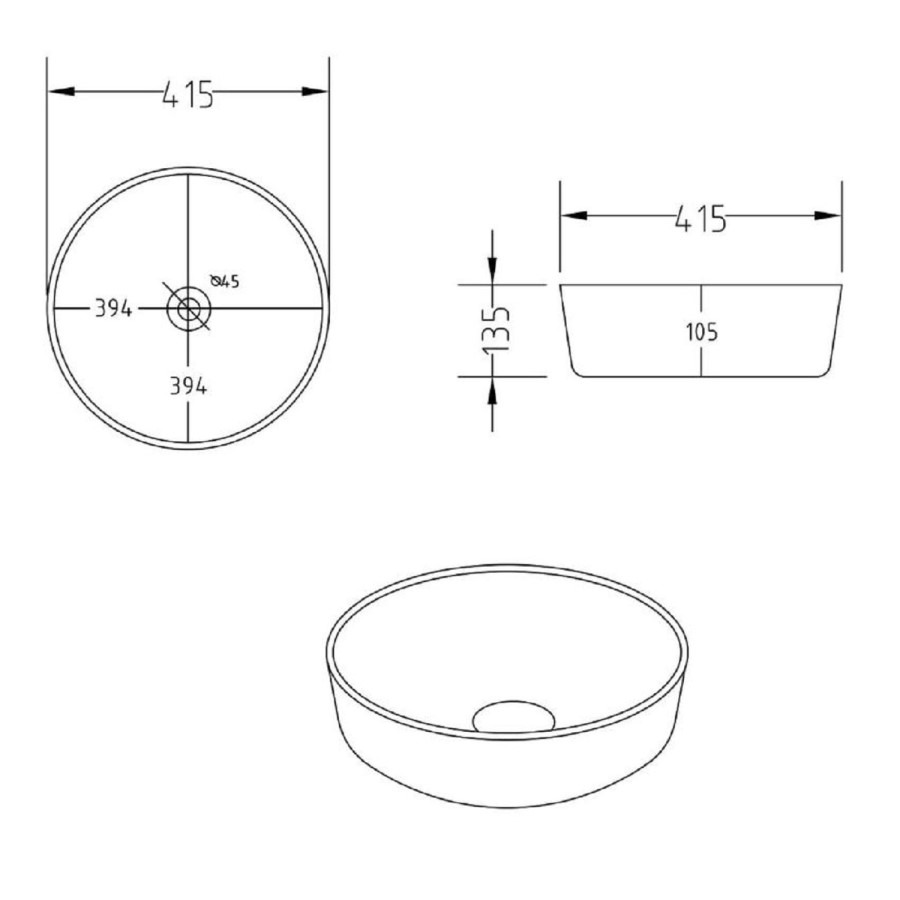 1250mm Black Wooden Freestanding Countertop Double Vanity Unit with Wood Effect Worktop and Round Basin - Matira - Image 6