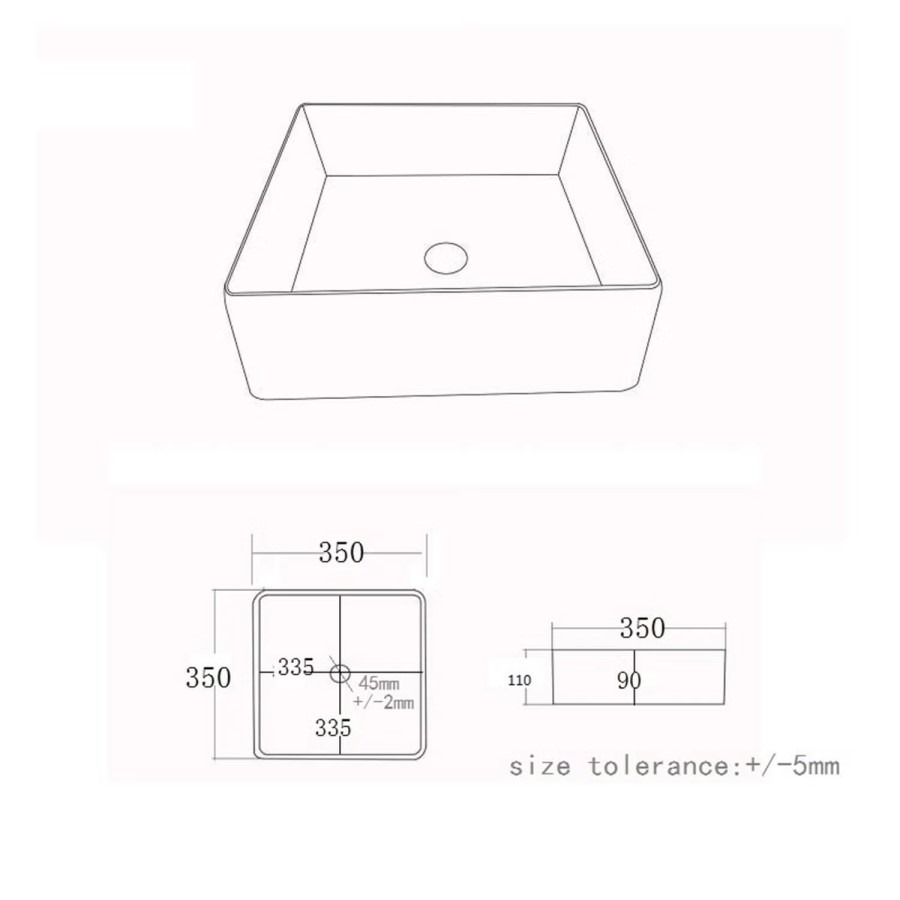 500mm Wood Effect Freestanding Countertop Vanity Unit with Square Basin - Palma - Image 6