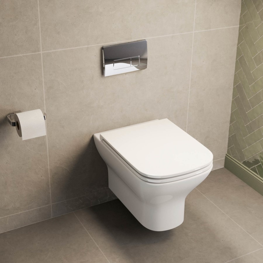 Palma Wall Hung Toilet 1160mm Pneumatic Frame & Cistern & Chrome Flush Plate - Image 6