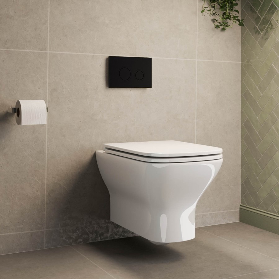 Palma Wall Hung Toilet 1160mm Mechanical WC Frame & Cistern & Black Mechanical Flush Plate - Image 6