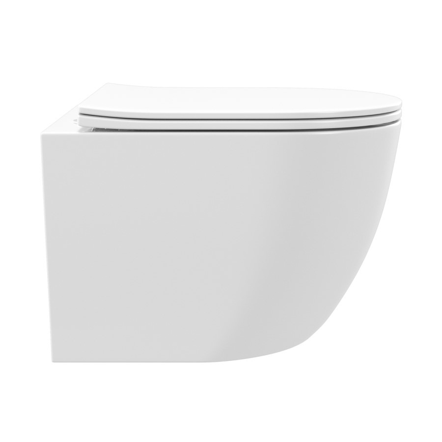 White Wall Hung Toilet with Soft Close Seat, Brushed Brass Pneumatic Flush Plate, 820mm Frame & Cistern - Roma - Image 6