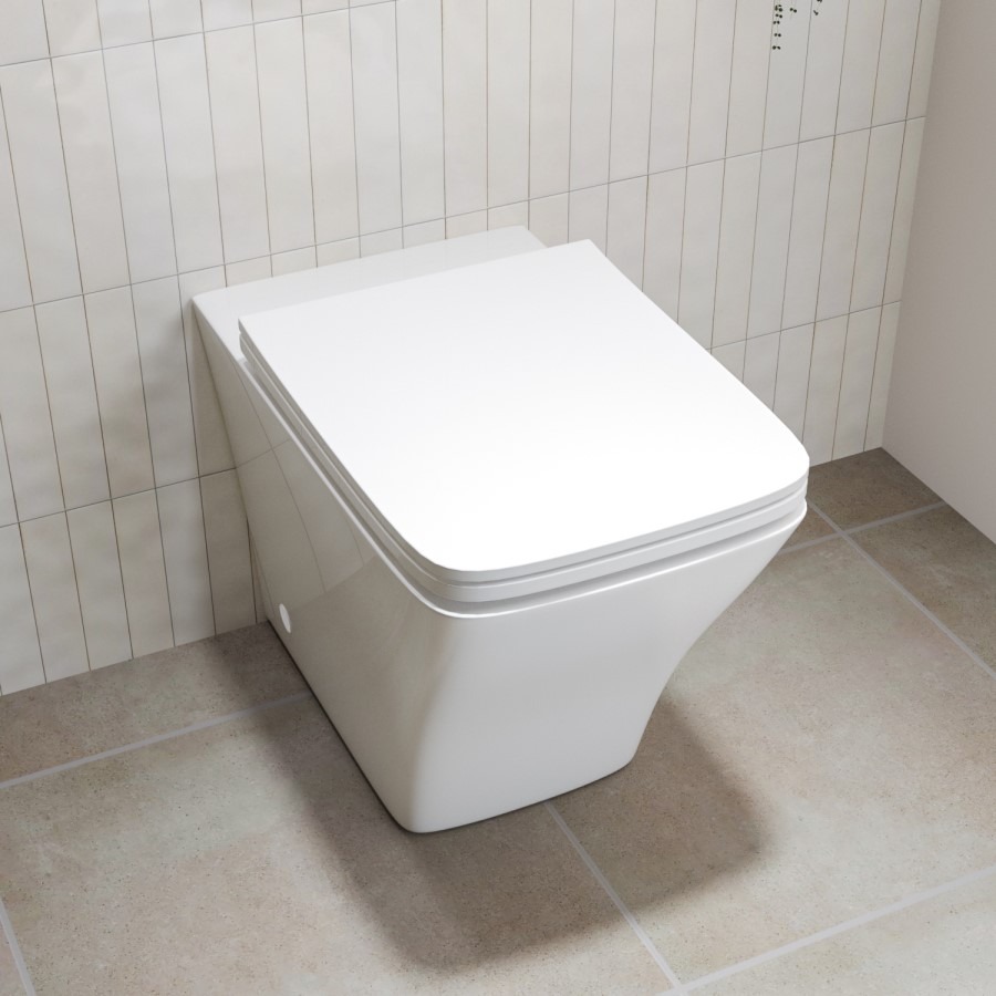 500mm White Cloakroom Toilet and Sink Unit with Square Toilet and Brushed Brass Fittings - Valetta - Image 6
