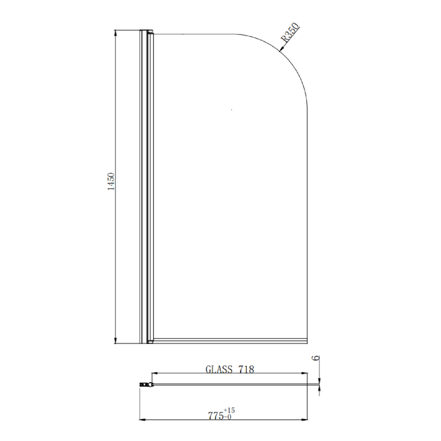 Freestanding Shower Bath Single Ended Left Hand Corner with Brass Bath Screen 1650 x 800mm - Amaro - Image 7