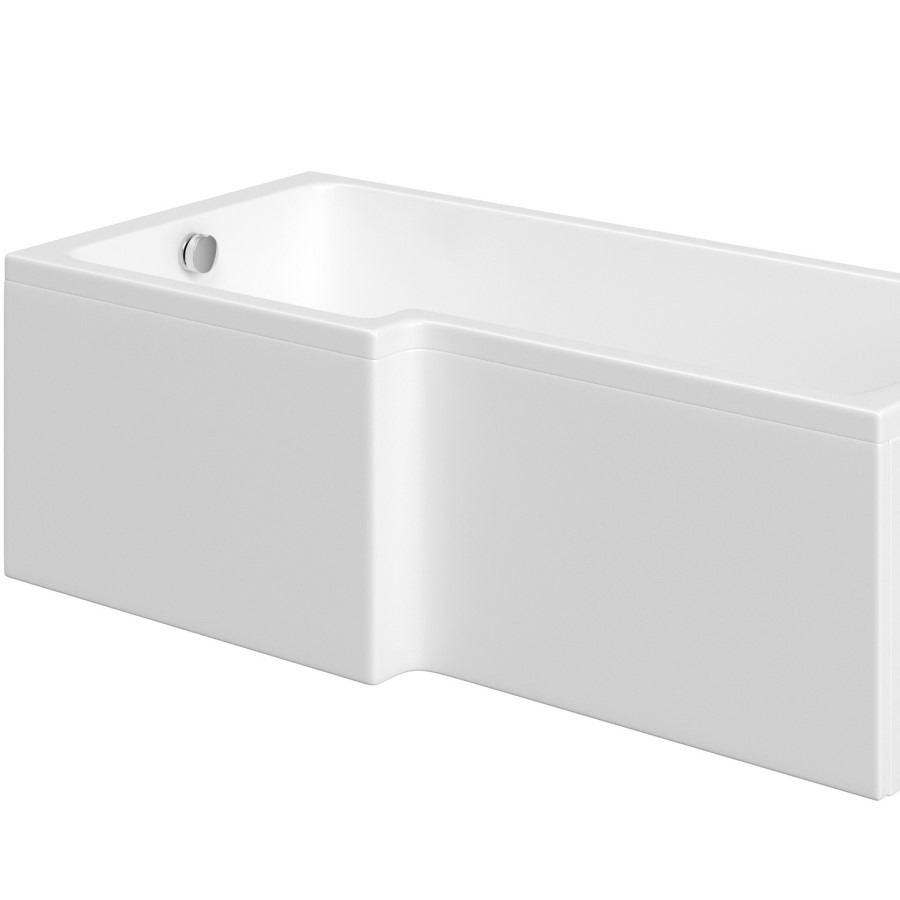 L Shape Shower Bath Left Hand with Front Panel & Chrome Bath Screen 1500 x 850mm - Lomax - Image 7