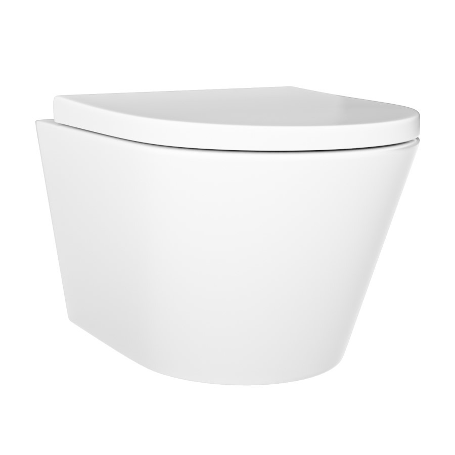 Wall Hung Toilet with Soft Close Seat White Glass Sensor Pneumatic Flush Plate 820mm Frame & Cistern - Newport - Image 7