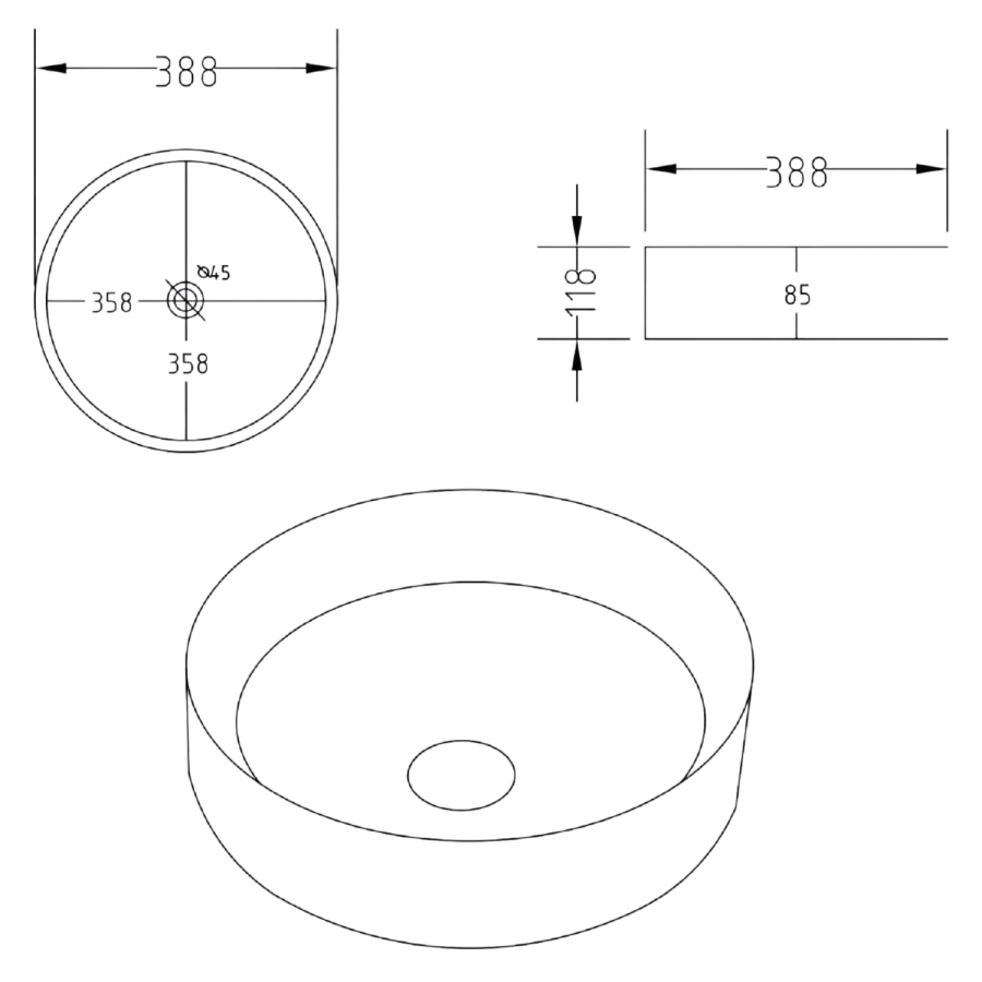 650mm Wooden Fluted Freestanding Countertop Vanity Unit with Round Basin - Matira - Image 7