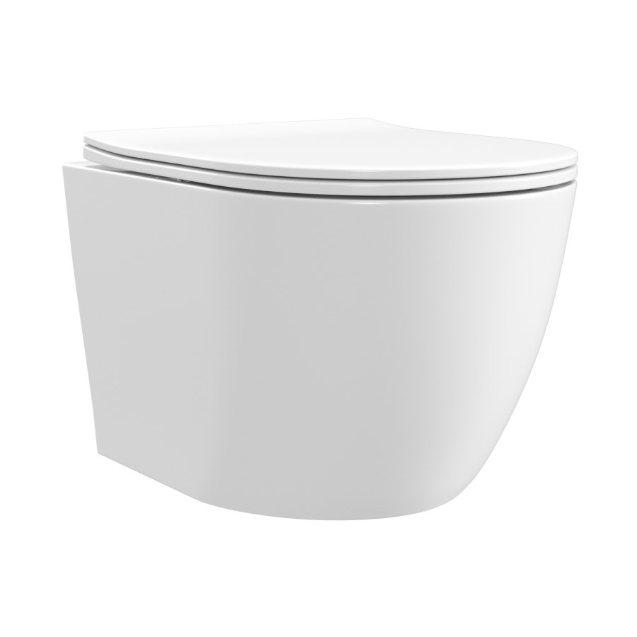 White Wall Hung Toilet with Soft Close Seat, Brushed Brass Pneumatic Flush Plate, 820mm Frame & Cistern - Roma - Image 7