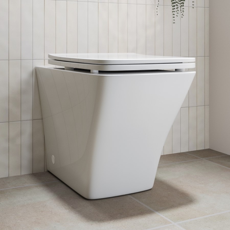500mm White Cloakroom Toilet and Sink Unit with Square Toilet and Brushed Brass Fittings - Valetta - Image 7