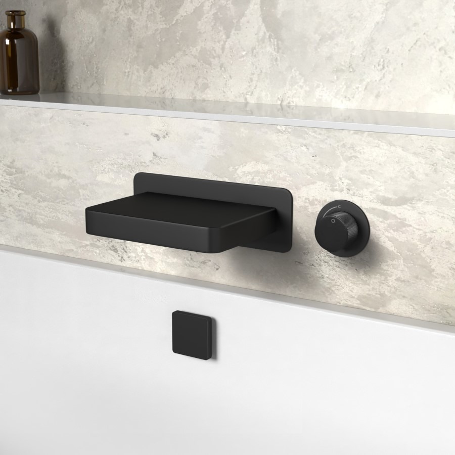 Black Wall Mounted Bath Mixer Tap with Valve - Zanda - Image 7