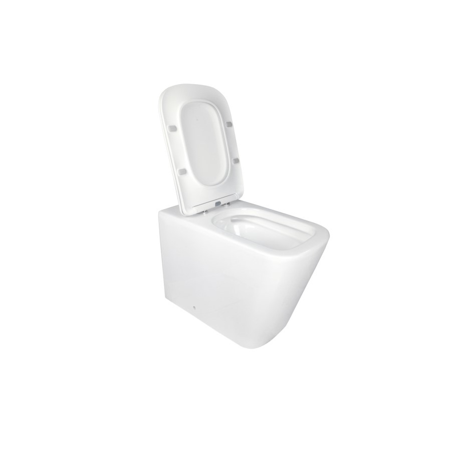 1100mm Grey Right Hand Toilet and Sink Unit with Square Toilet and Black Fittings - Bali - Image 8