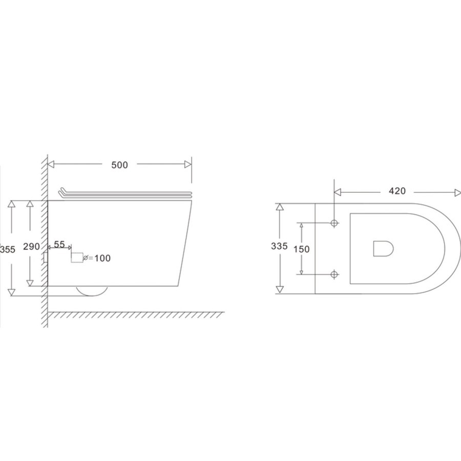 Wall Hung Toilet with Soft Close Seat Frame Cistern and Brass Flush - Alcor - Image 8