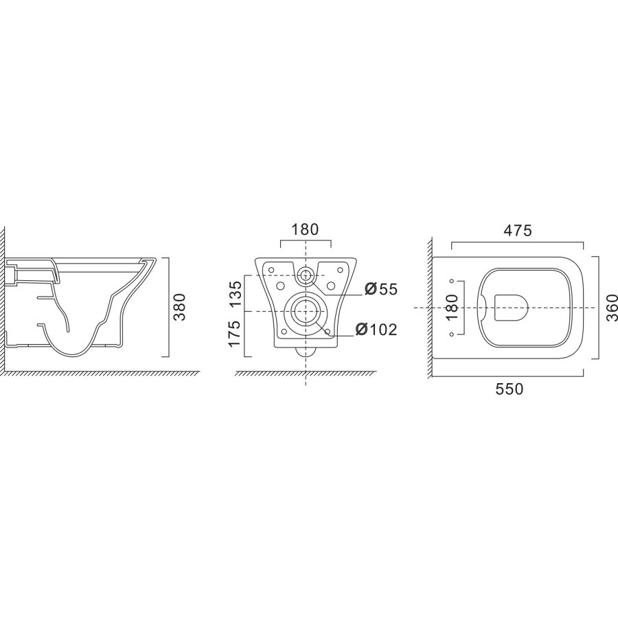 Palma Wall Hung Toilet 1160mm Pneumatic Frame & Cistern & Chrome Flush Plate - Image 8