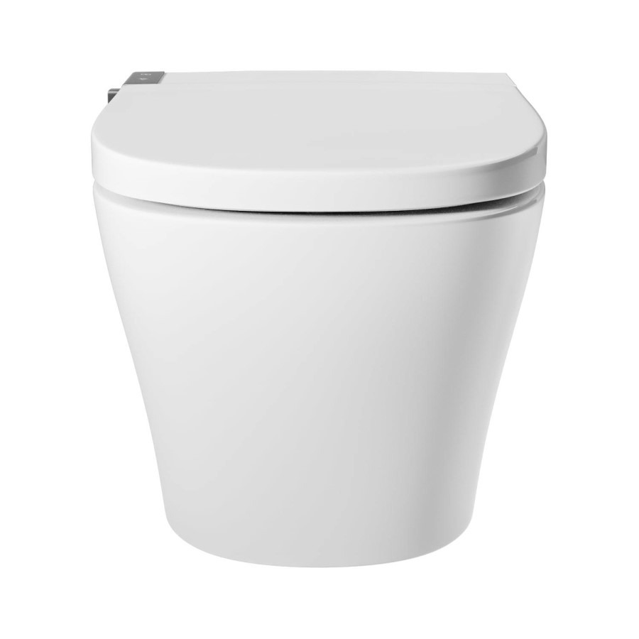 Wall Hung Smart Bidet Japanese Toilet with Heated Seat & 820mm Frame Cistern and Black Sensor Flush Plate - Purificare - Image 8