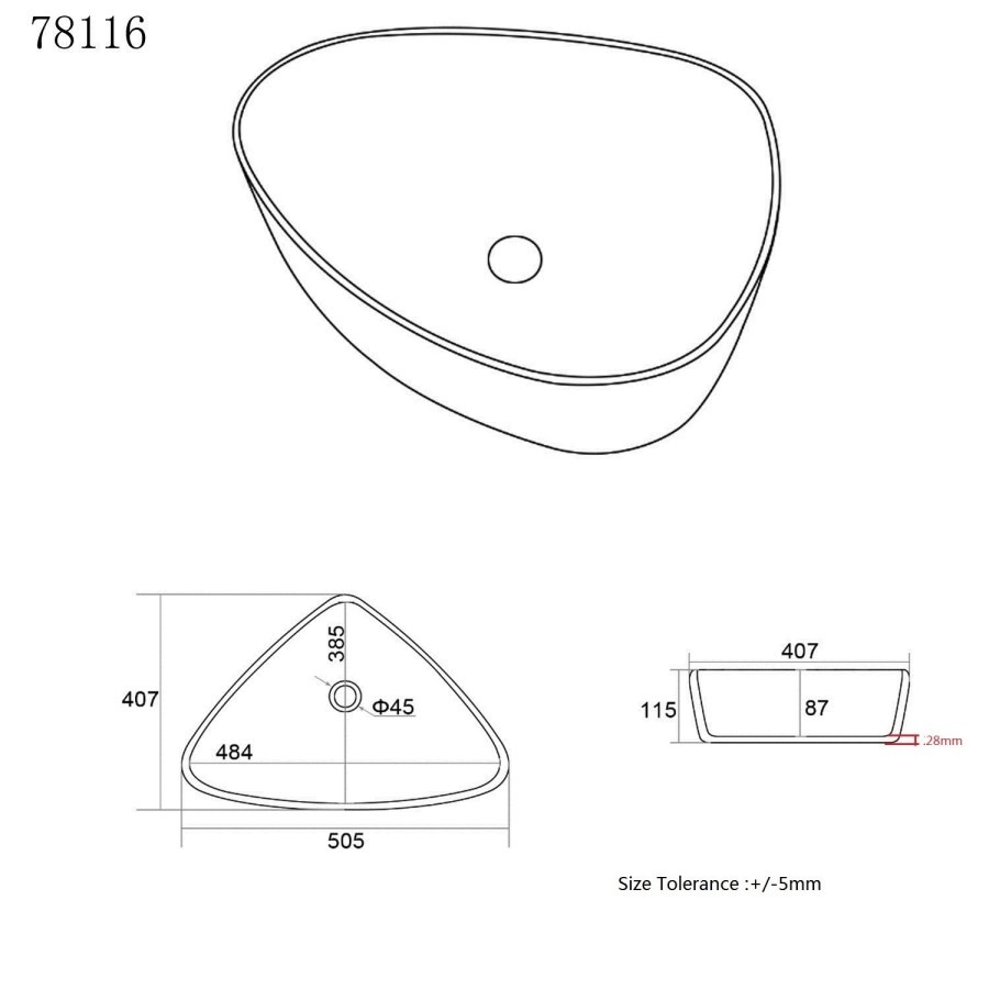 1100mm Wood Effect Left Hand Toilet and Sink Unit with Triangular Basin and Matt Black Push Button - Palma - Image 9