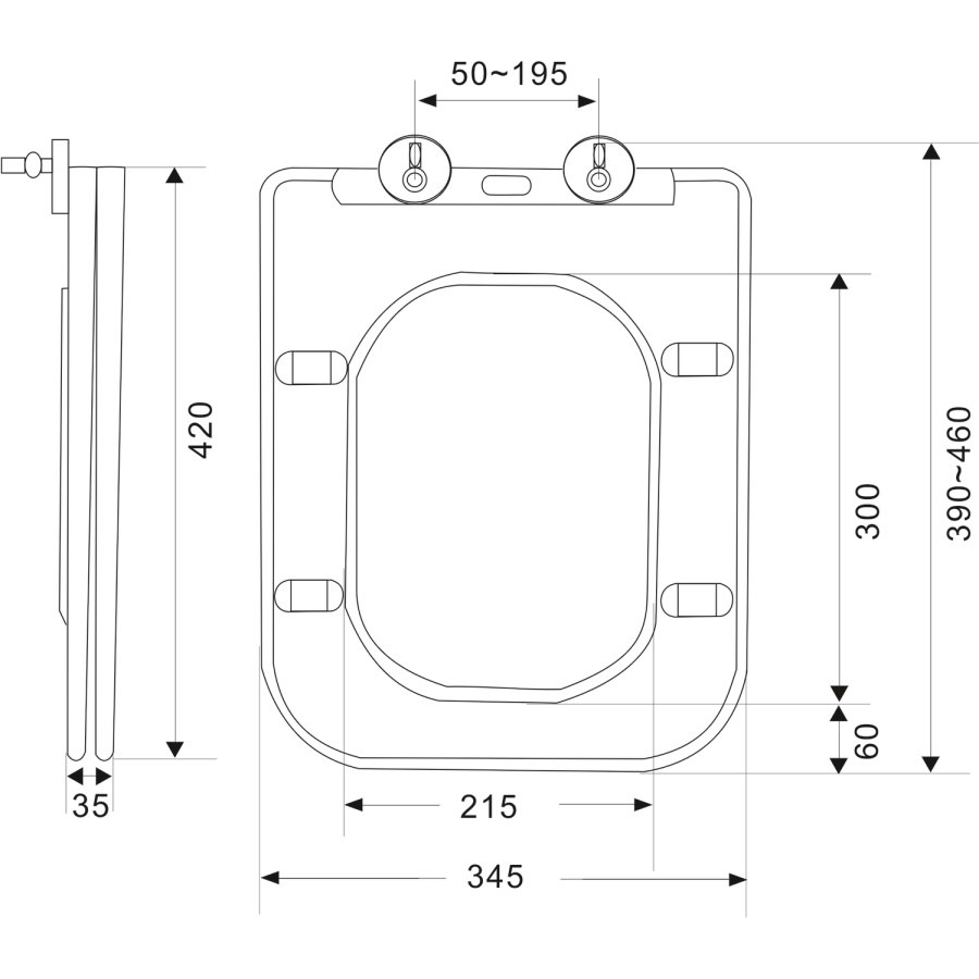 Albi Wall Hung Toilet 820mm Pneumatic Frame & Cistern & Black Glass Flush Plate - Image 9