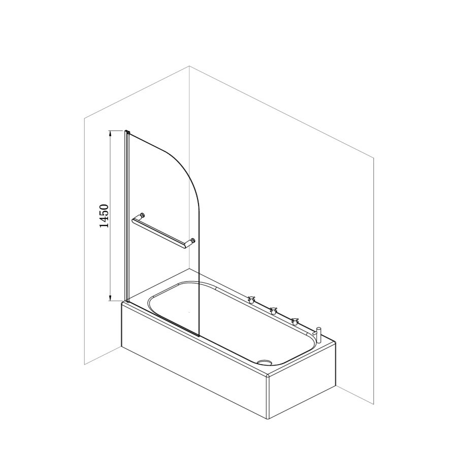 Freestanding Single Ended Left Hand Corner Shower Bath with Black Bath Screen with Towel Rail 1500 x 740mm - Kona - Image 9