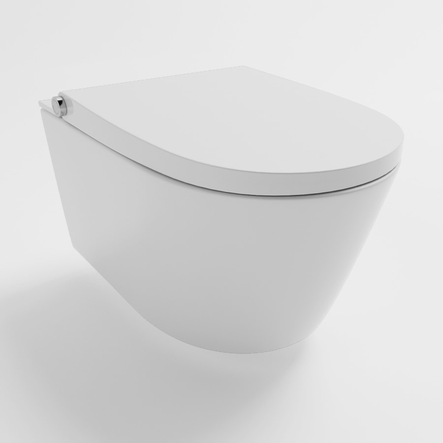 Wall Hung Smart Bidet Japanese Toilet & 1160mm Frame Cistern and Black Pneumatic Flush Plate - Purificare - Image 9