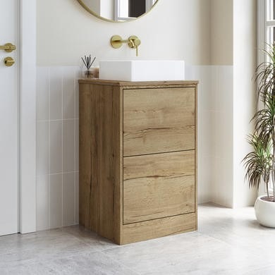 500mm Wood Effect Freestanding Countertop Vanity Unit - Palma