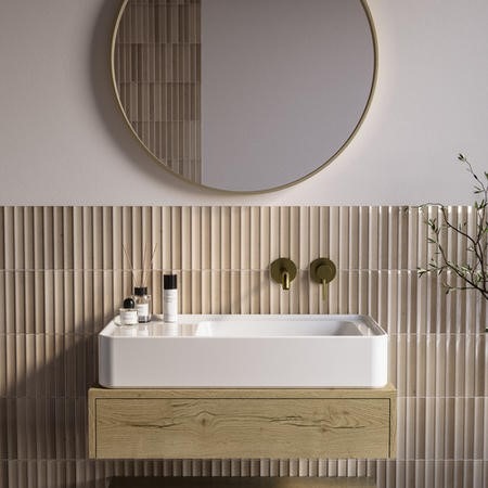 White Rectangular Countertop Basin 765mm - Logan - Image 2