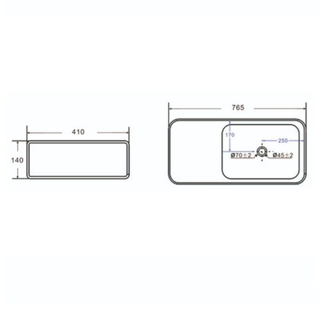 White Rectangular Countertop Basin 765mm - Logan - Image 4