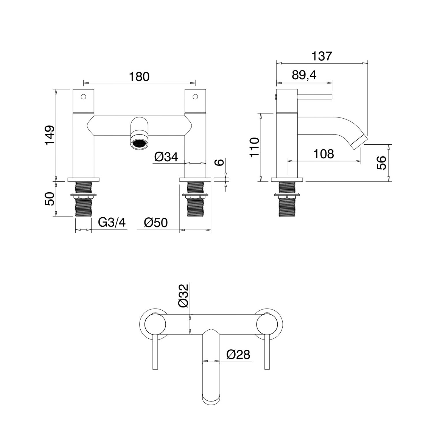 Brushed Bronze Bath Mixer Tap - Arissa - Image 2