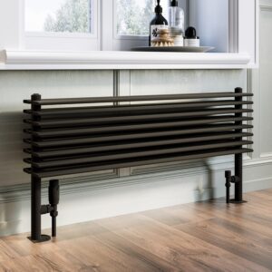 Black Horizontal Floor Standing Radiator 500 x 1000mm - Azuma