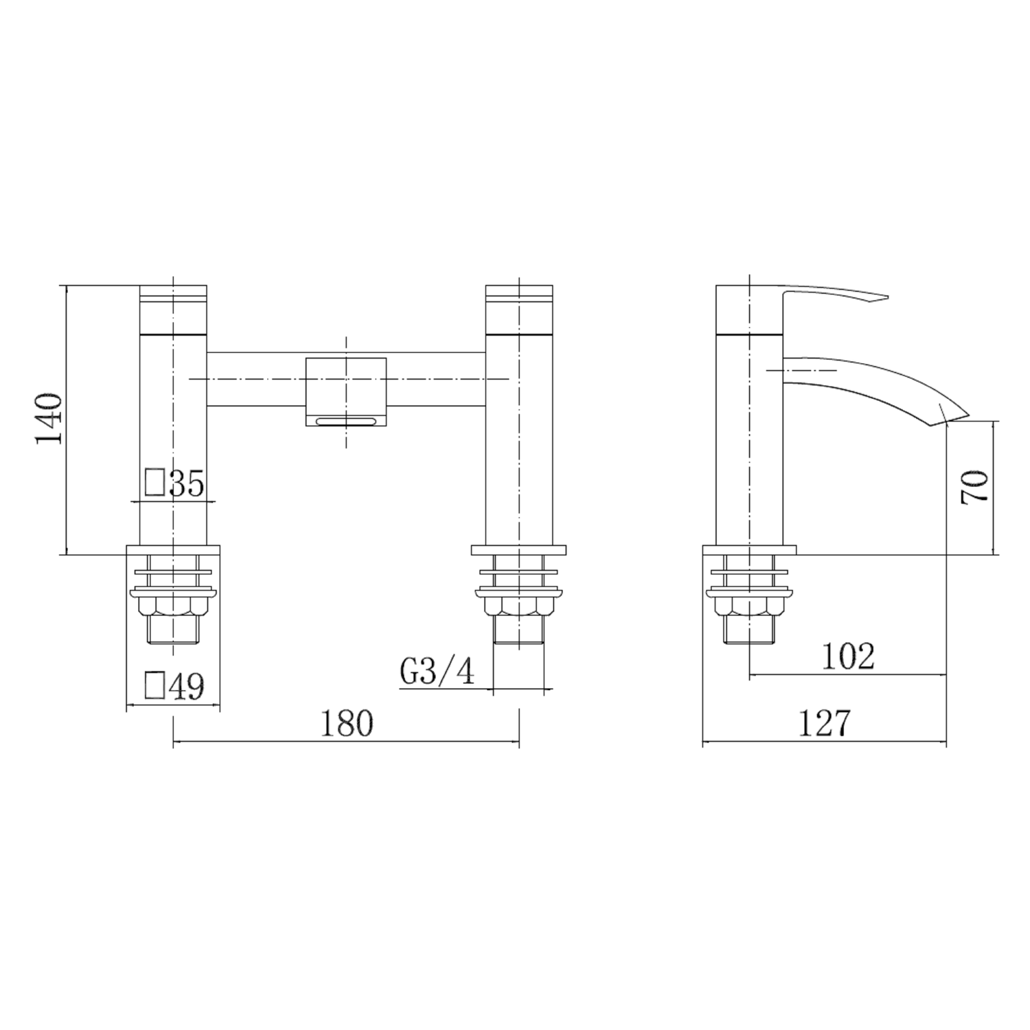 Black Bath Mixer Tap - Wave - Image 2